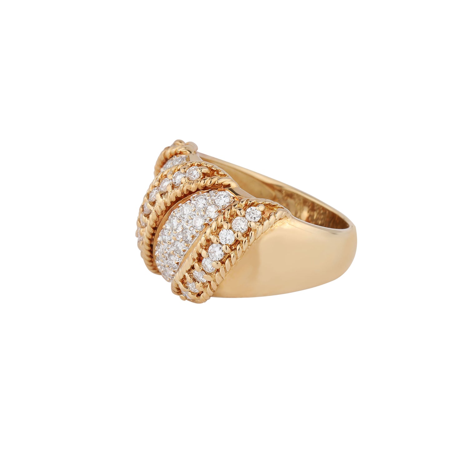 Rope Diamond Ring in 18K Yellow Gold