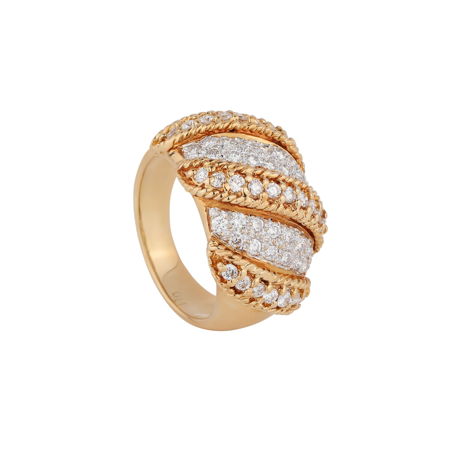 Rope Diamond Ring in 18K Yellow Gold