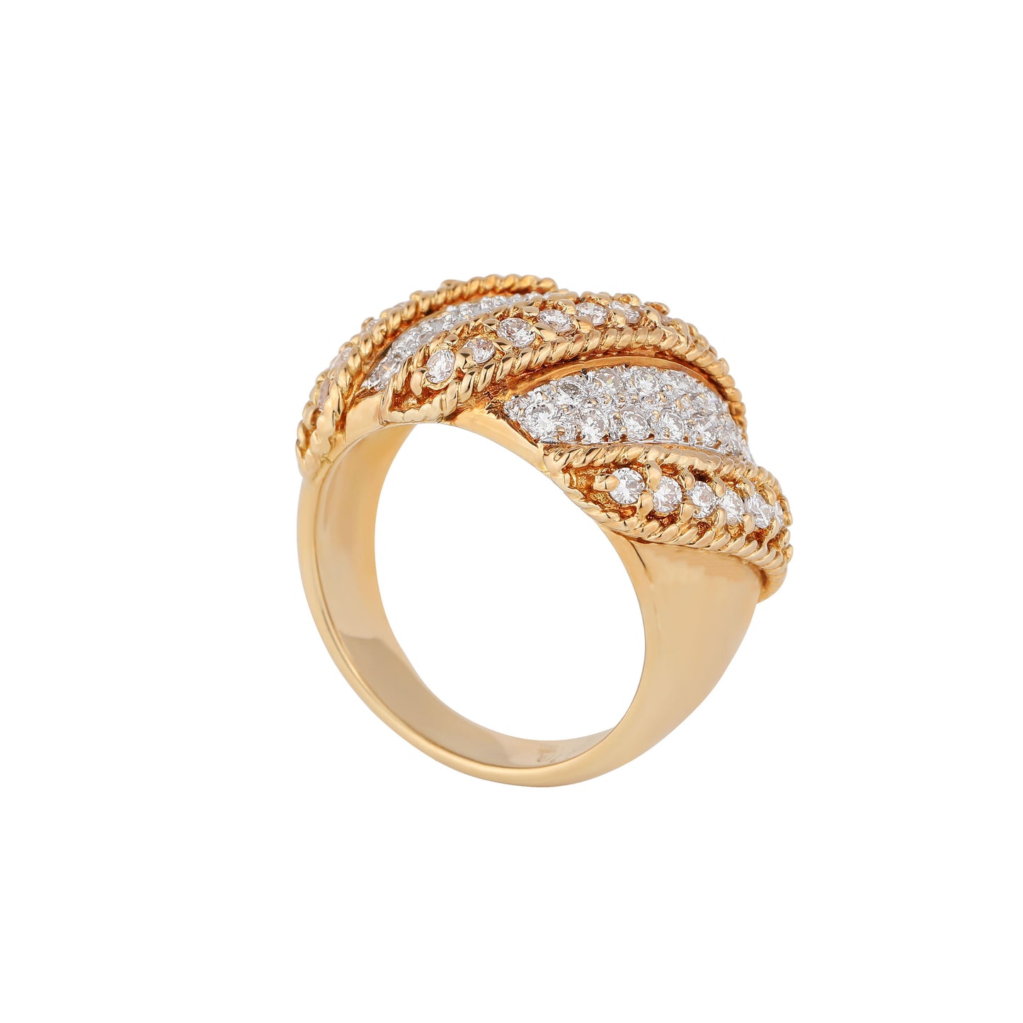 Rope Diamond Ring in 18K Yellow Gold