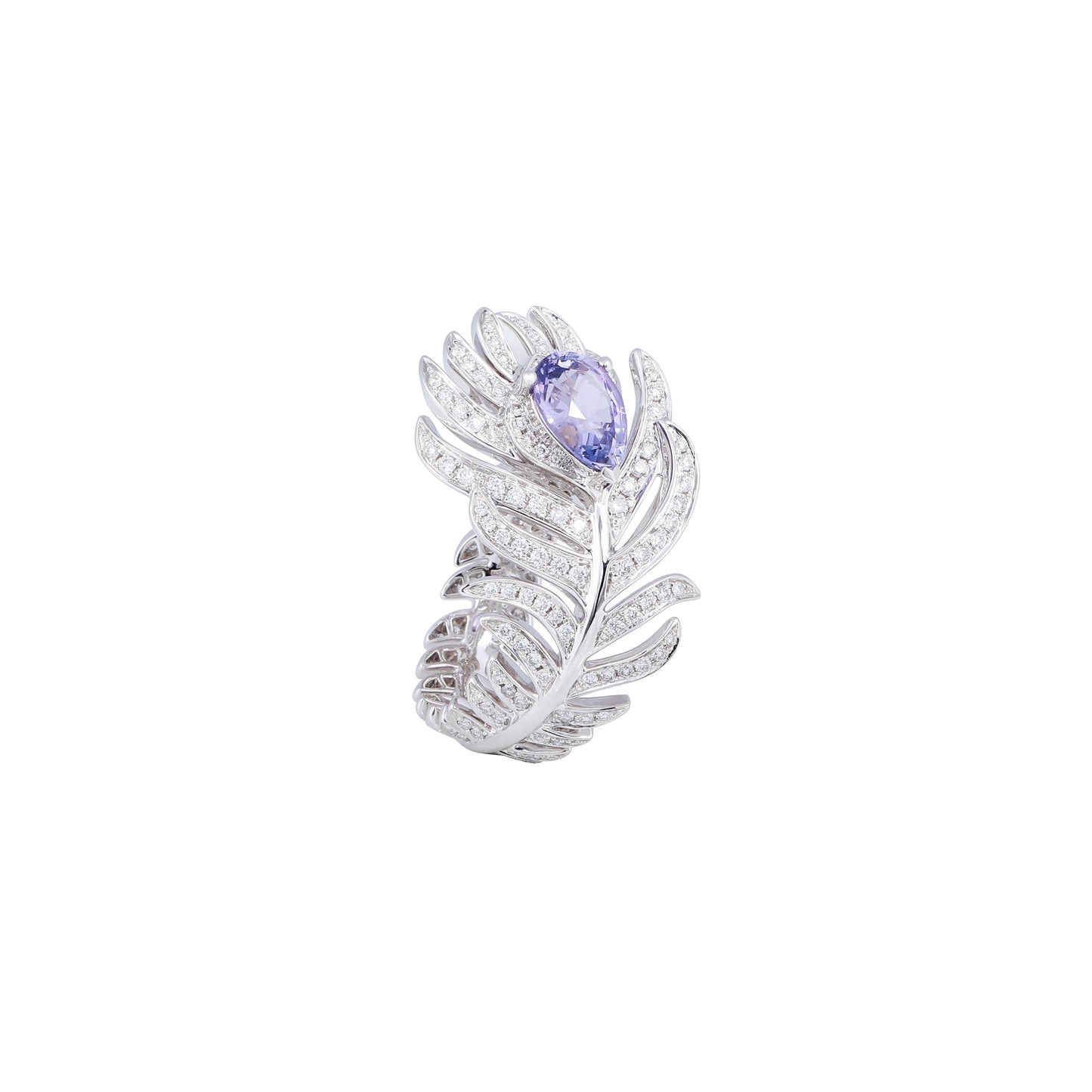 Natural Unheated Violet Sapphire Diamond Ring in 18K White Gold