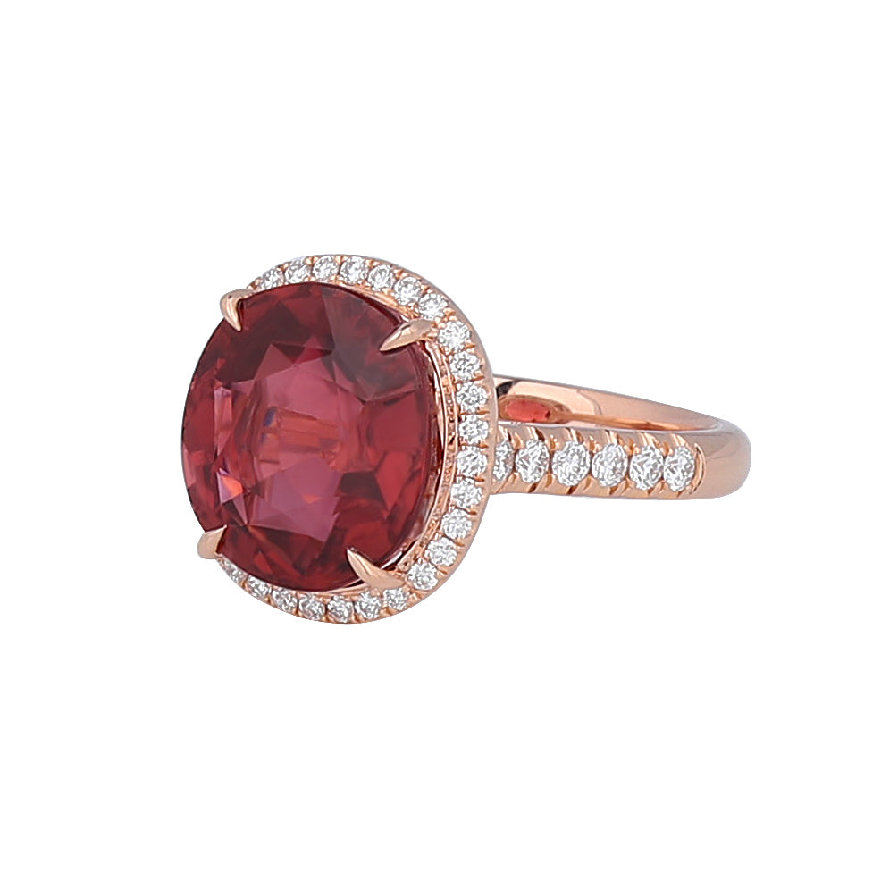 Natural Sunset Oval Tourmaline Diamond Ring in 18K Rose Gold