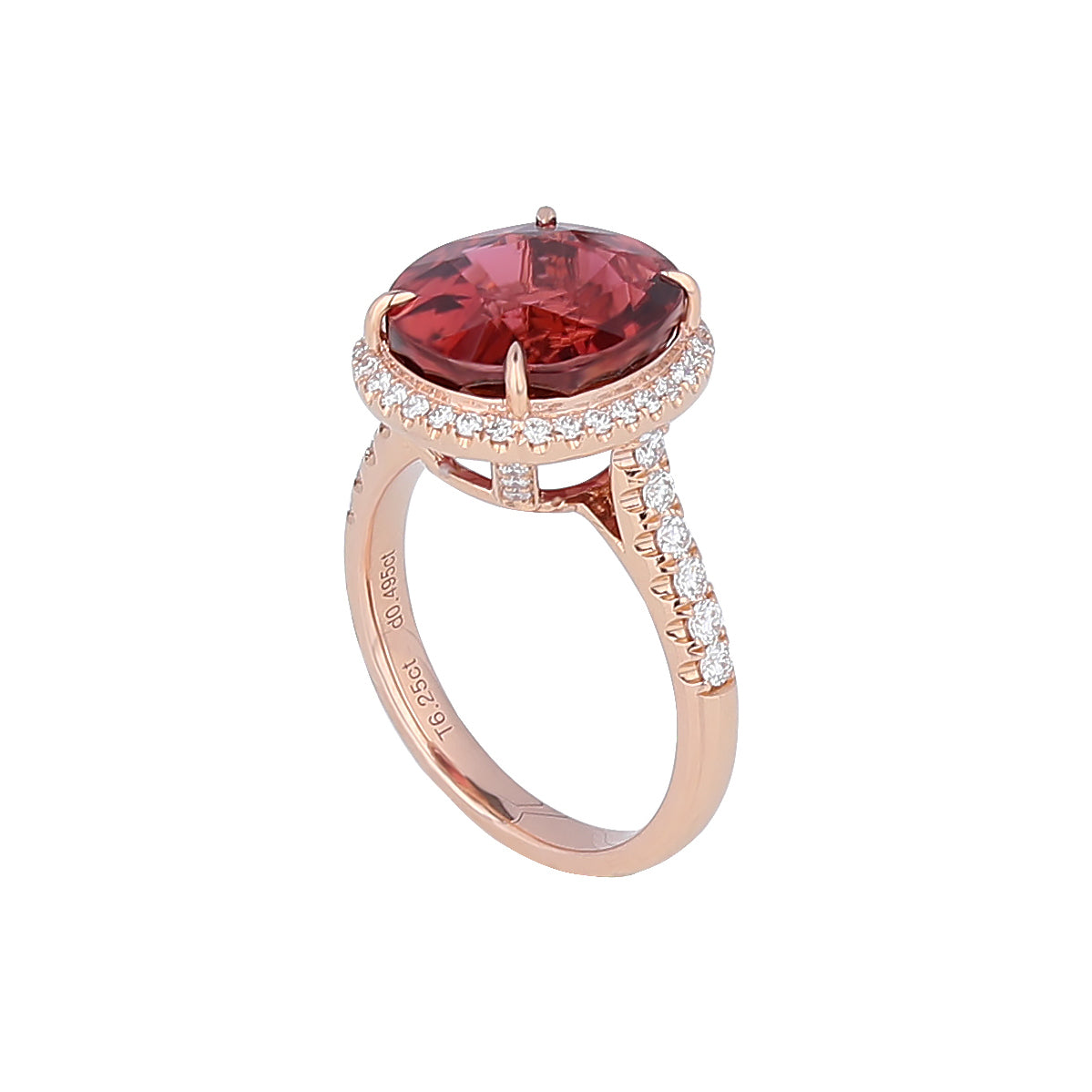 Natural Sunset Oval Tourmaline Diamond Ring in 18K Rose Gold