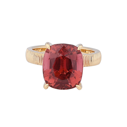 Natural Sunset Oval Tourmaline Diamond Ring in 18K Yellow Gold