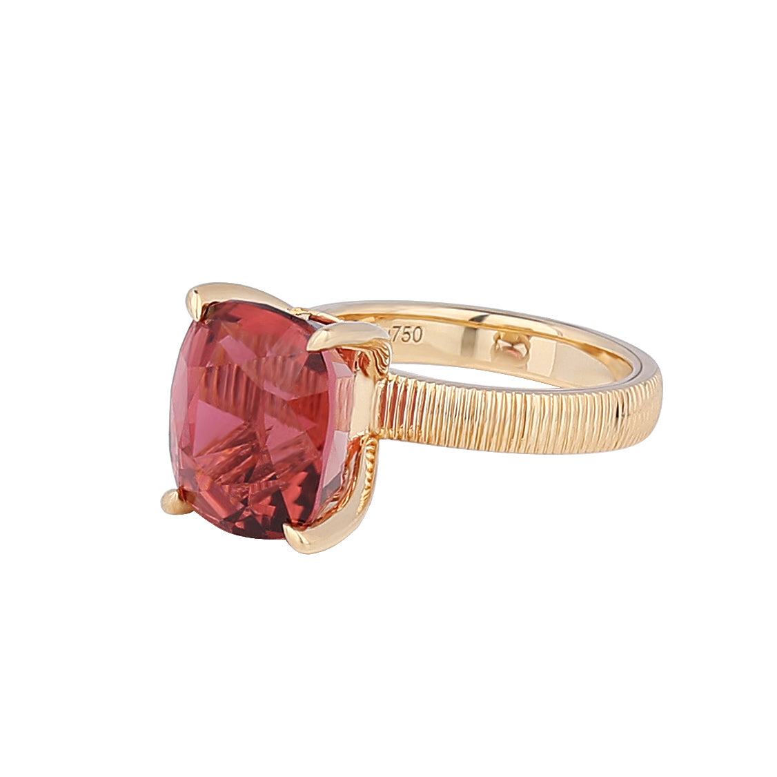 Natural Sunset Oval Tourmaline Diamond Ring in 18K Yellow Gold