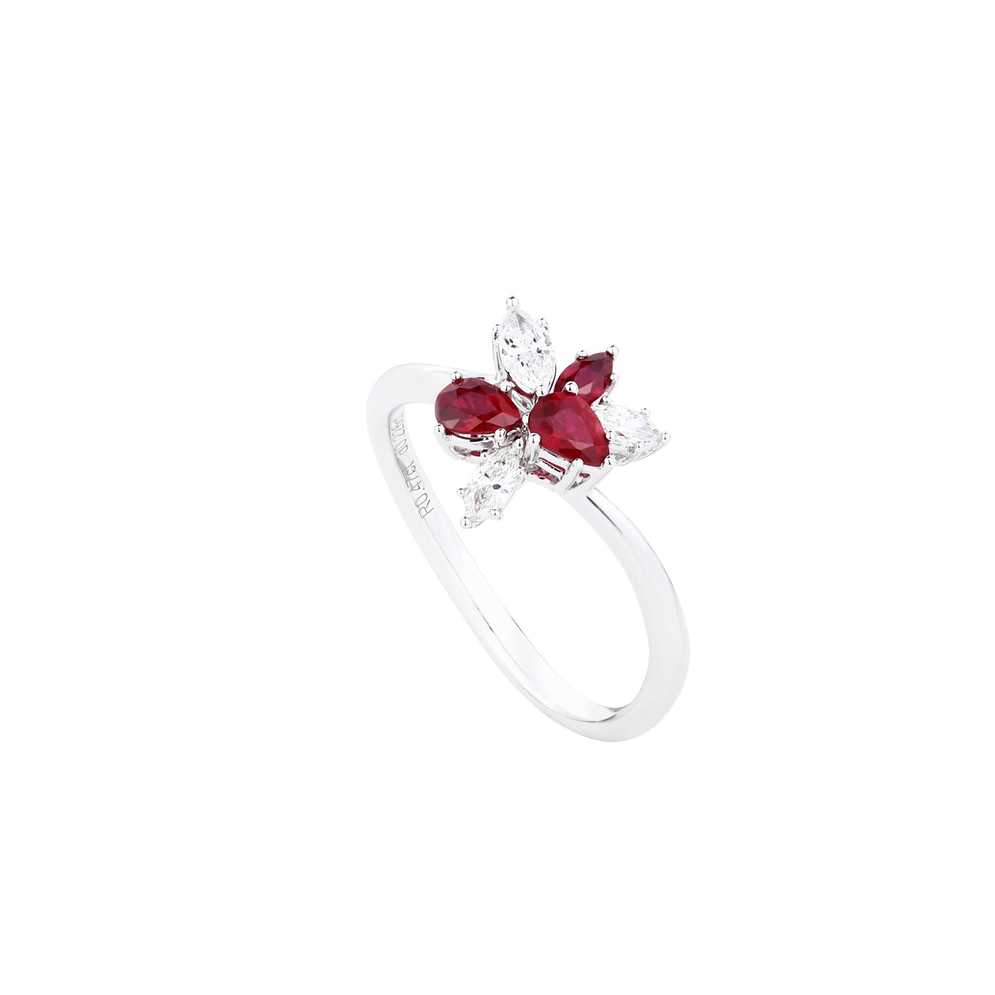 Natural Pigeon Blood Ruby Diamond Ring in 18K White Gold