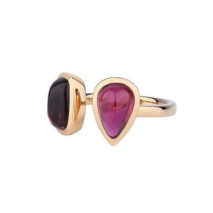 Natural Double-stone Tourmaline Ring in 18K Yellow Gold