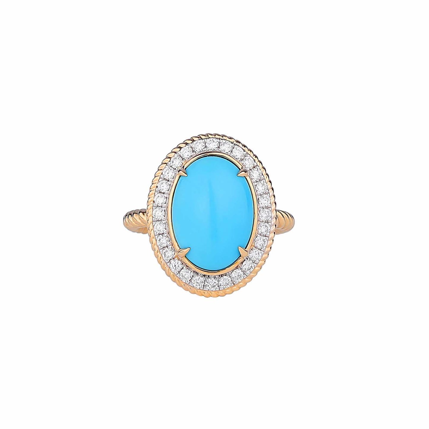 Natural Sleeping Beauty Turquoise Diamond Ring in 18K Yellow Gold