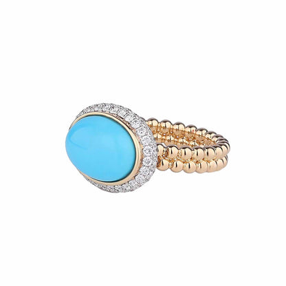 Natural Sleeping Beauty Turquoise Diamond Ring in 18K Yellow Gold