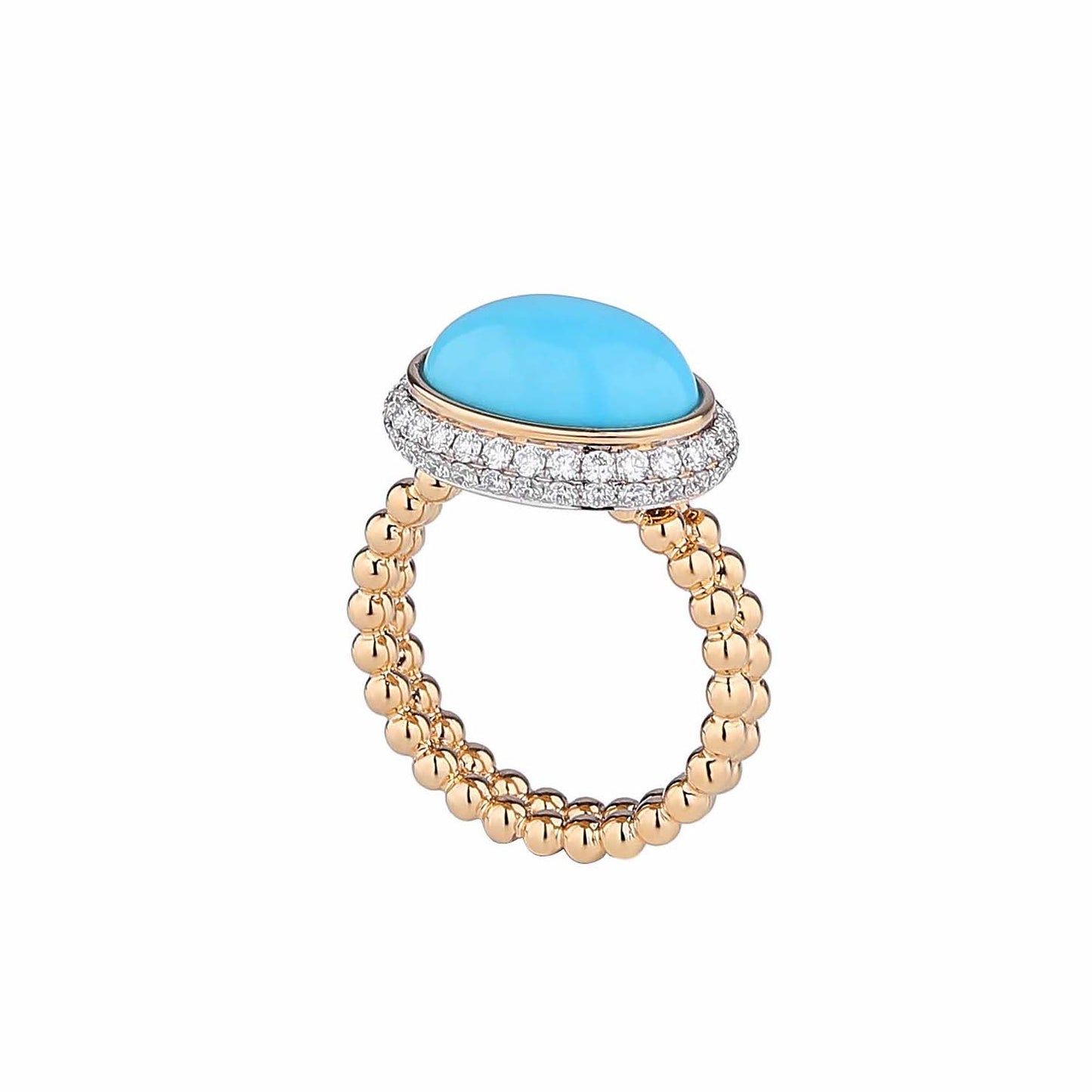 Natural Sleeping Beauty Turquoise Diamond Ring in 18K Yellow Gold