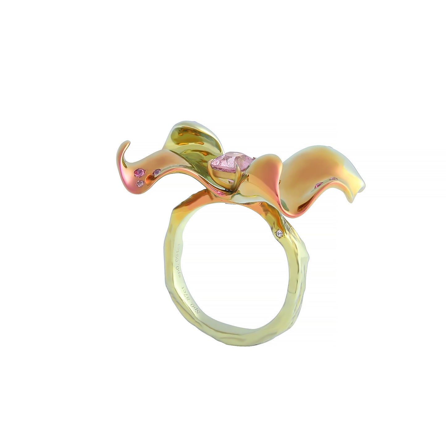 Natural Sakura Pink Spinel Bow Ring in Titanium