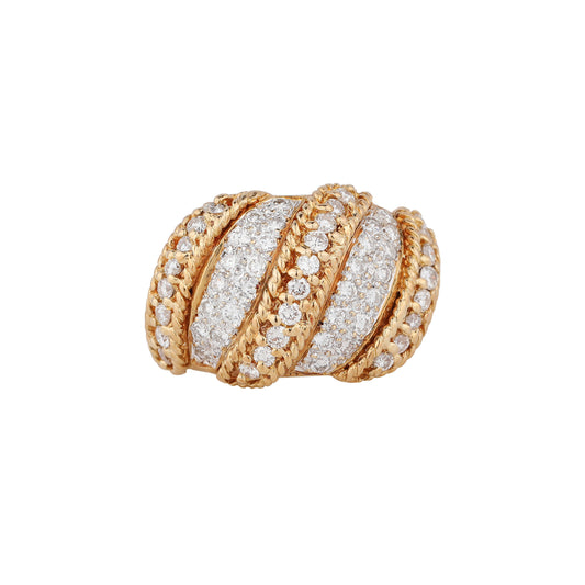 Rope Diamond Ring in 18K Yellow Gold