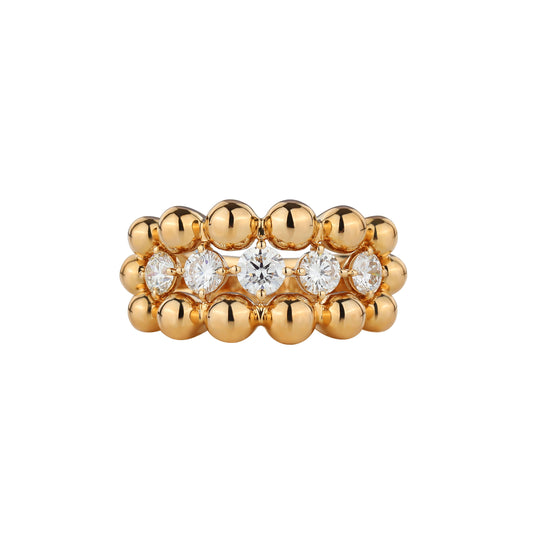 Floating Round Diamond Domed Half Eternity Ring in 18K Yellow Gold