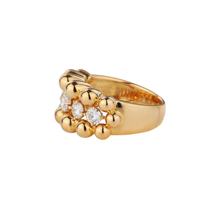 Floating Round Diamond Domed Half Eternity Ring in 18K Yellow Gold