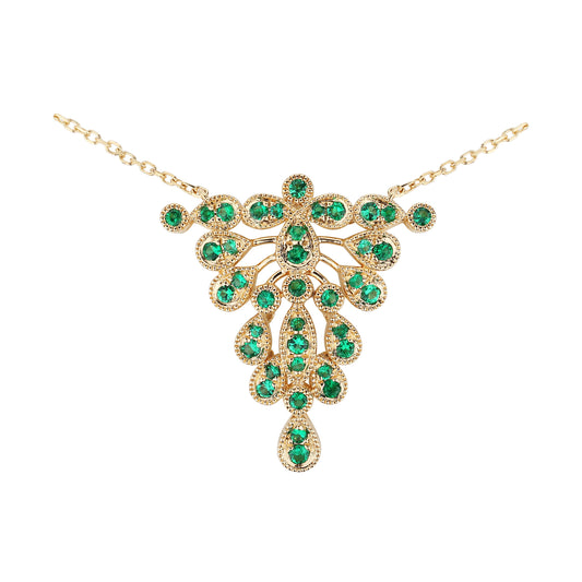 Natural Emerald Necklace in 18K Yellow Gold