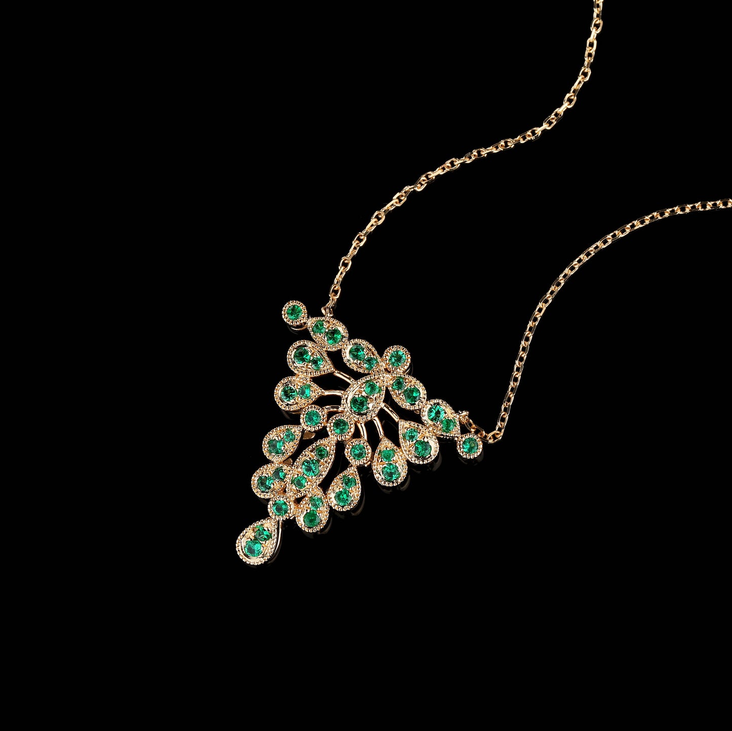 Natural Emerald Necklace in 18K Yellow Gold