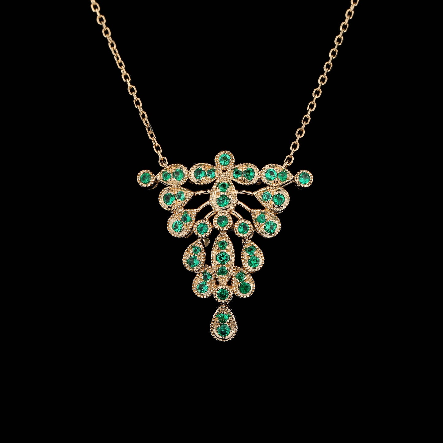 Natural Emerald Necklace in 18K Yellow Gold