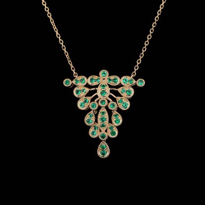 Natural Emerald Necklace in 18K Yellow Gold