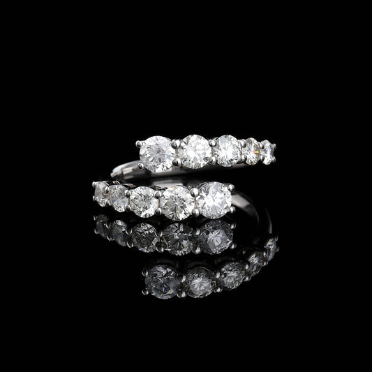 Two Row Half Eternity Diamond Ring in 18K White Gold