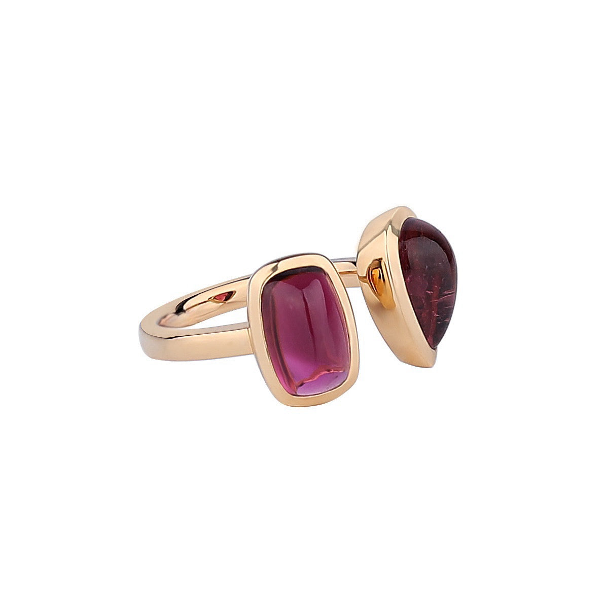 Natural Double-stone Tourmaline Ring in 18K Yellow Gold