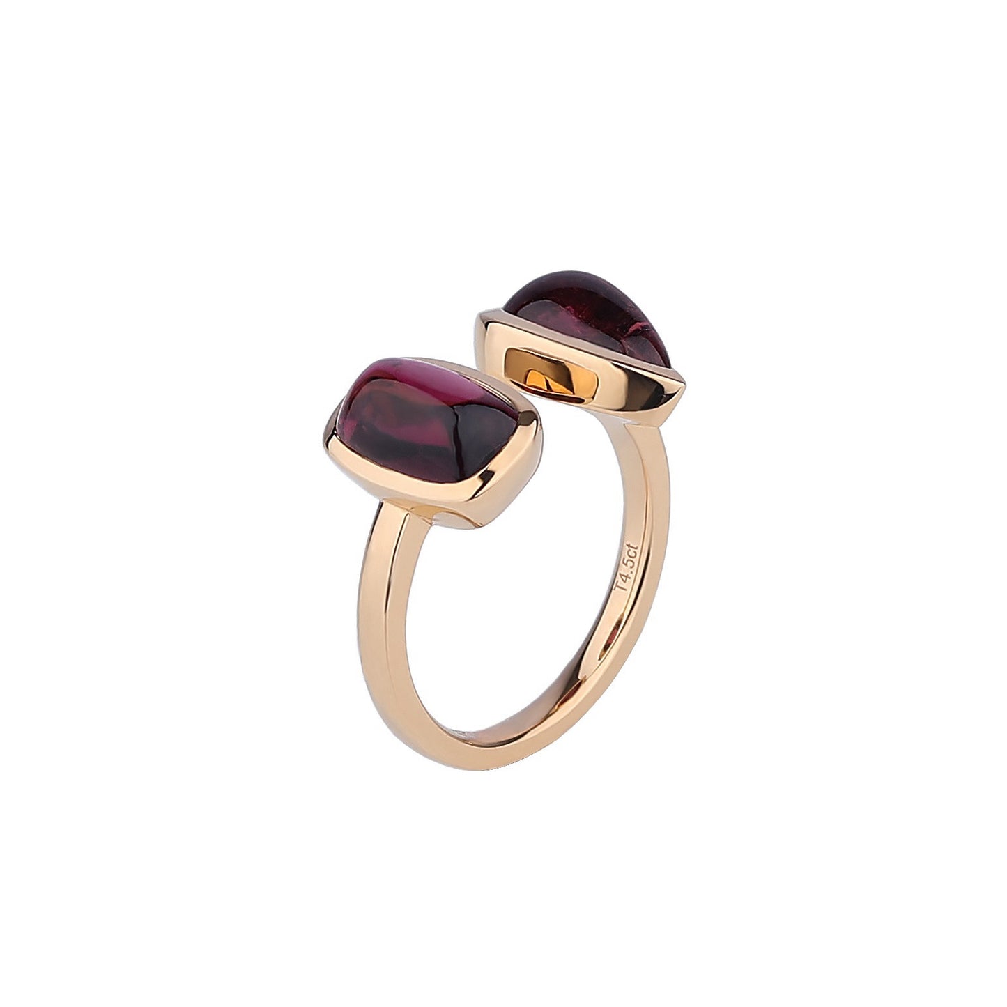 Natural Double-stone Tourmaline Ring in 18K Yellow Gold