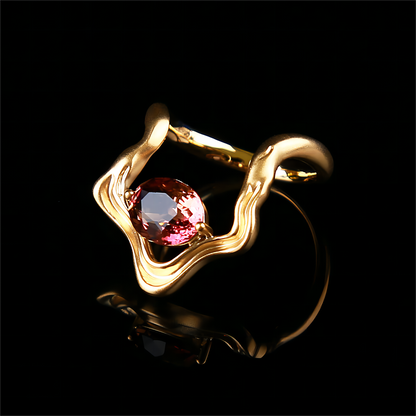 Natural Bi-color Tourmaline Ring in 18K Yellow Gold