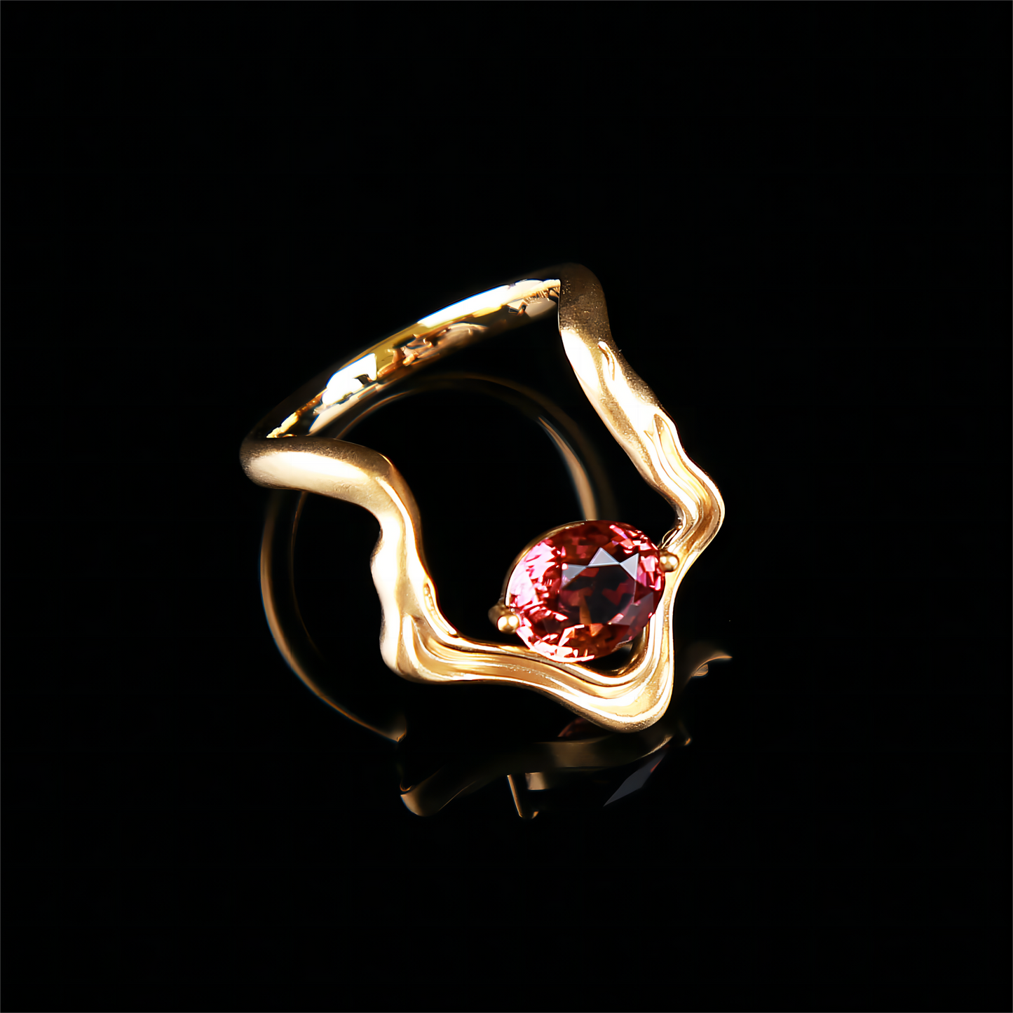 Natural Bi-color Tourmaline Ring in 18K Yellow Gold