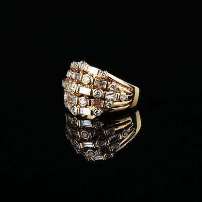 Half Eternity Mixed Shape Diamond Ring in 18K Yellow Gold