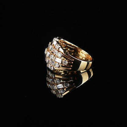 Half Eternity Mixed Shape Diamond Ring in 18K Yellow Gold