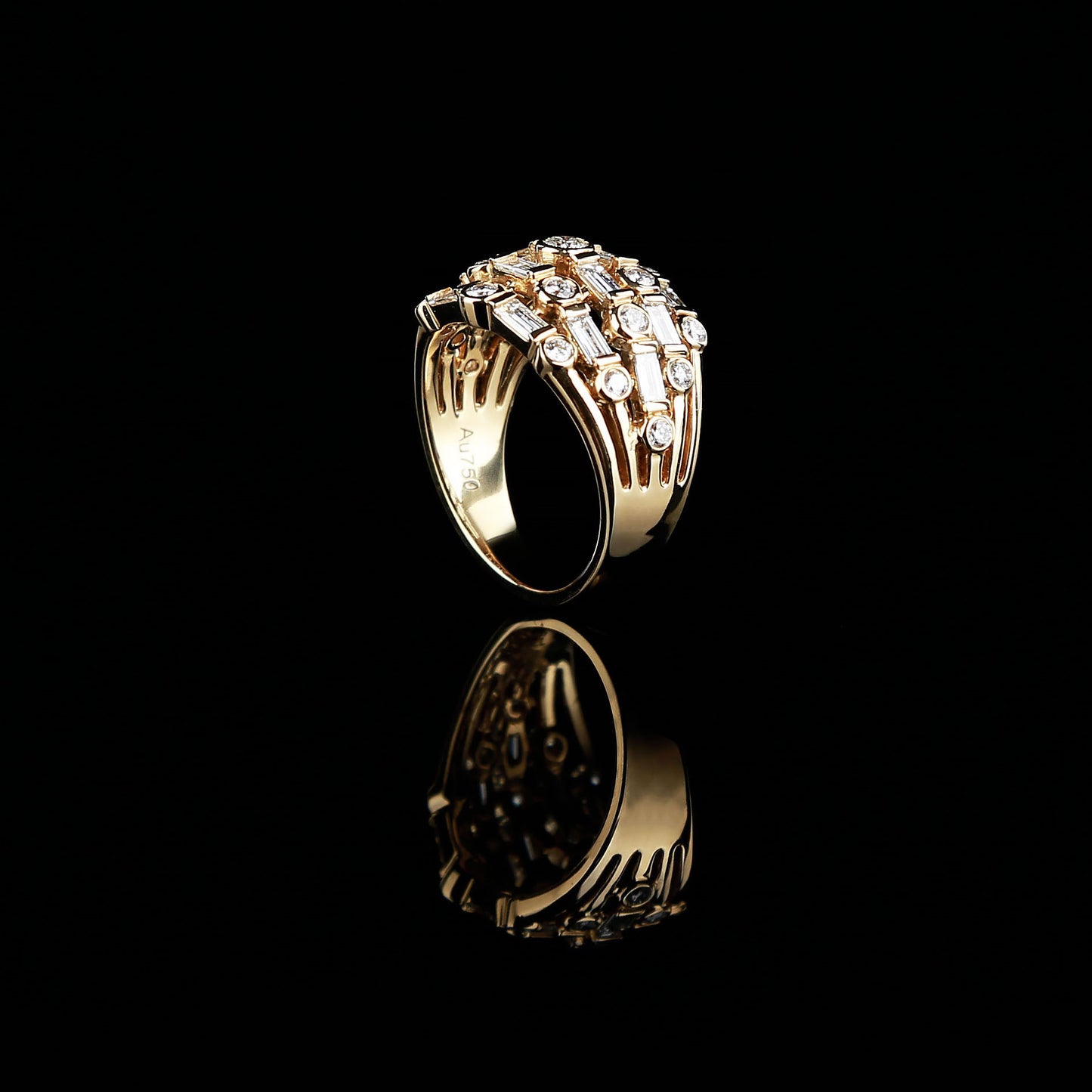 Half Eternity Mixed Shape Diamond Ring in 18K Yellow Gold