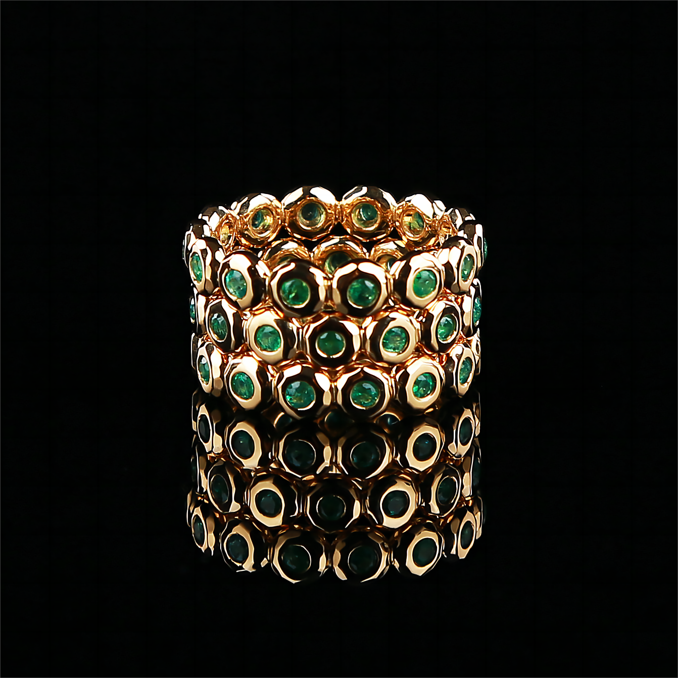 Natural Emerald Eternity Ring in 18K Yellow Gold