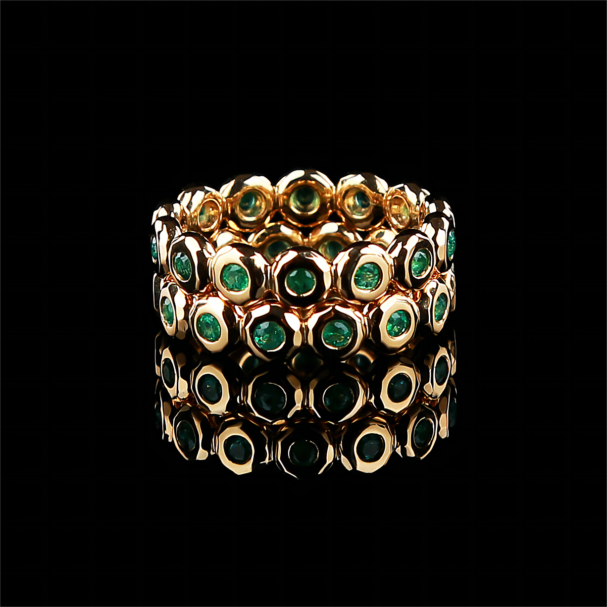 Natural Emerald Eternity Ring in 18K Yellow Gold