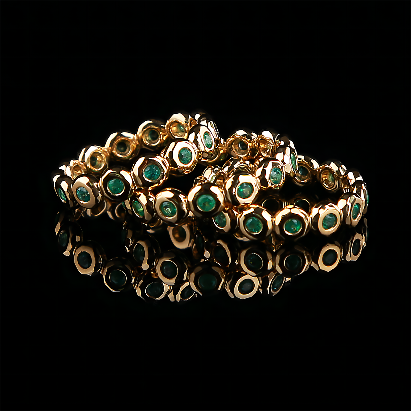 Natural Emerald Eternity Ring in 18K Yellow Gold