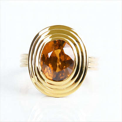 Natural Orange Brown Zircon Ring in 18K Yellow Gold