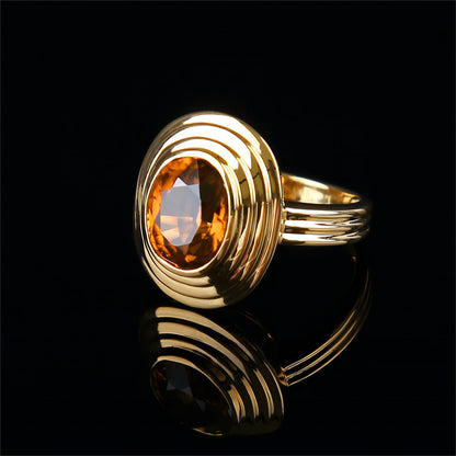 Natural Orange Brown Zircon Ring in 18K Yellow Gold