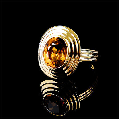 Natural Orange Brown Zircon Ring in 18K Yellow Gold