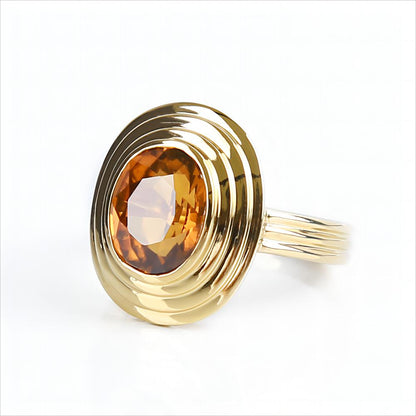 Natural Orange Brown Zircon Ring in 18K Yellow Gold