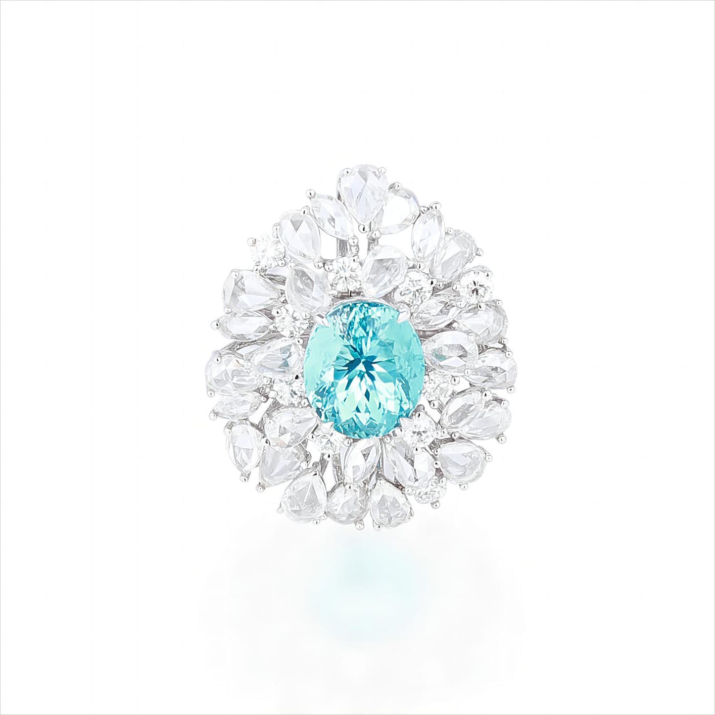 Natural Mozambique Paraiba Tourmaline Diamond Ring & Pendant Dual-Use in 18K White Gold