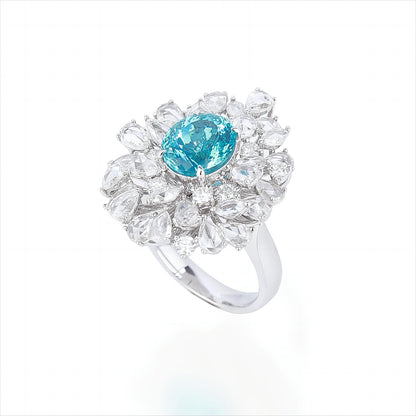 Natural Mozambique Paraiba Tourmaline Diamond Ring & Pendant Dual-Use in 18K White Gold