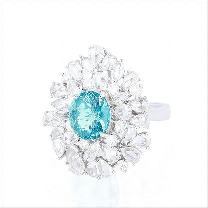 Natural Mozambique Paraiba Tourmaline Diamond Ring & Pendant Dual-Use in 18K White Gold