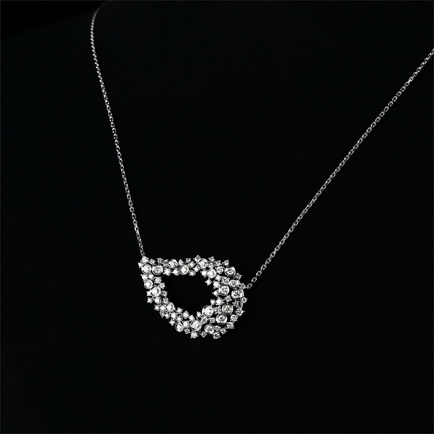 Starry Night Diamond Necklace in 18K White Gold