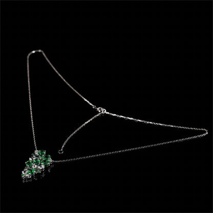 Natural Tsavorite Diamond Necklace in 18K White Gold