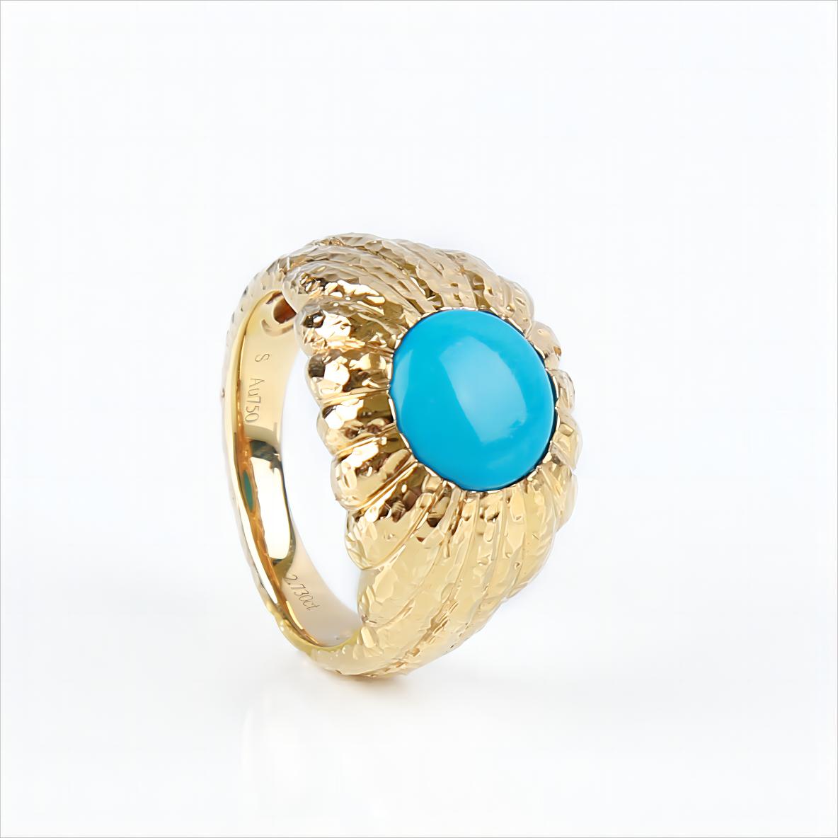 Natural Sleeping Beauty Turquoise Ring in 18K Yellow Gold