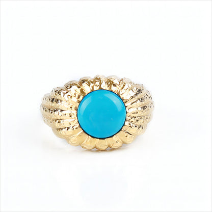 Natural Sleeping Beauty Turquoise Ring in 18K Yellow Gold