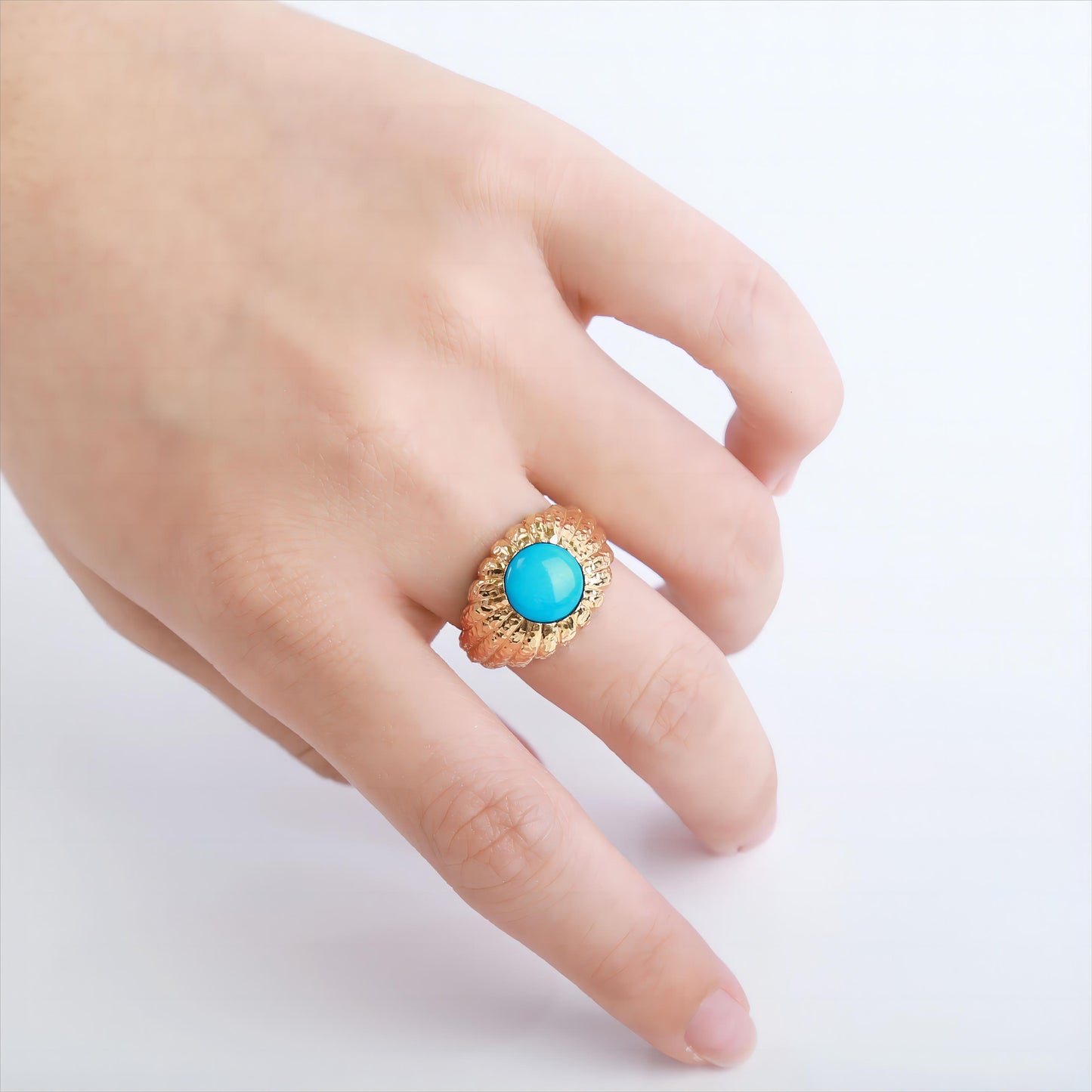 Natural Sleeping Beauty Turquoise Ring in 18K Yellow Gold