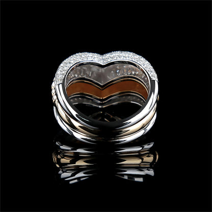 V-shape Diamond Ring in 18K White and Yellow Gold